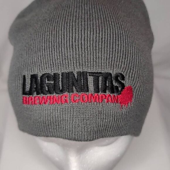 Adult Unisex Lagunitas Brewing Company Embroidered Beanie Hat Gray - Picture 1 of 12